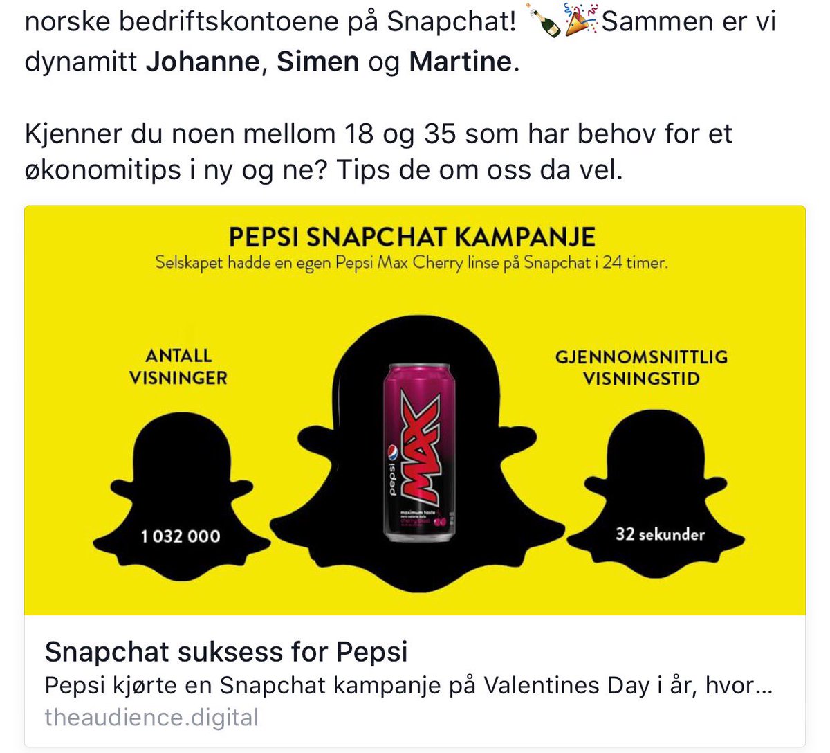 frkVivi's tweet photo. NordeaUNG er nevnt som en av to gode bedriftskontoer på SnapChat🍾💥
https://t.co/CiPaF0DlEO
Følg oss da vel NordeaUNG https://t.co/IPC8GWQEK7