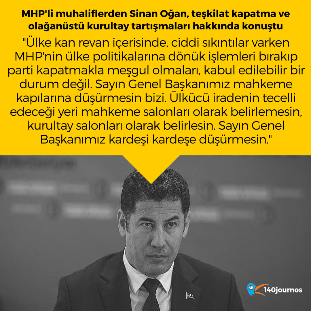 140journos's tweet photo. MHP'li muhalif @DrSinanOgan: "Sn. Genel Başkanımız mahkeme kapılarına düşürmesin bizi. Kardeşi kardeşe düşürmesin." https://t.co/X0lvgP4QjN