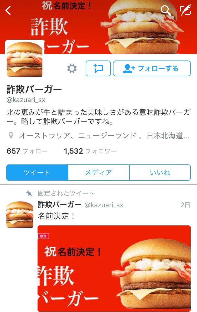詐欺バーガー Sagisexcasio Twitter