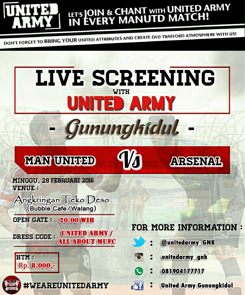 liburangk's tweet image. Live Screening
Man Utd v Arsenal | Minggu, 28-02-16 | O.G: 20.00 WIB|at Angkringan Teko Deso|HTM:8K. @unitedarmy_GNK