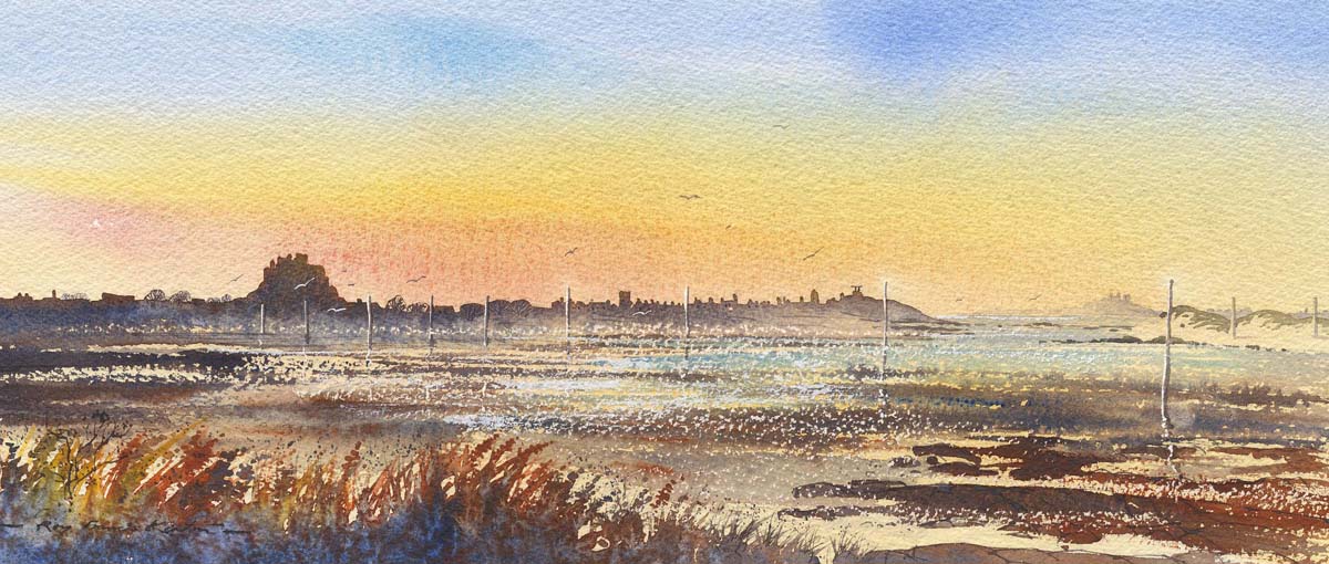 Bridekirkart's tweet photo. Breaking dawn over Lindisfarne by Roy Francis Kirton https://t.co/TeJPRm9ADD #Art #Northumberland https://t.co/K3oTj14dcI