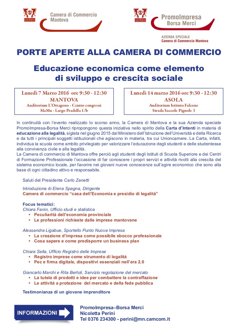 PromoImpresaBM's tweet photo. #Porteaperte alla #cameradicommercio di #Mantova: evento per le #scuolesuperiori della provincia #IoPresente https://t.co/EamH1LwoX5