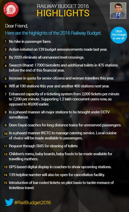 @Sahilsxb Here are the highlights of the 2016 Railway Budget