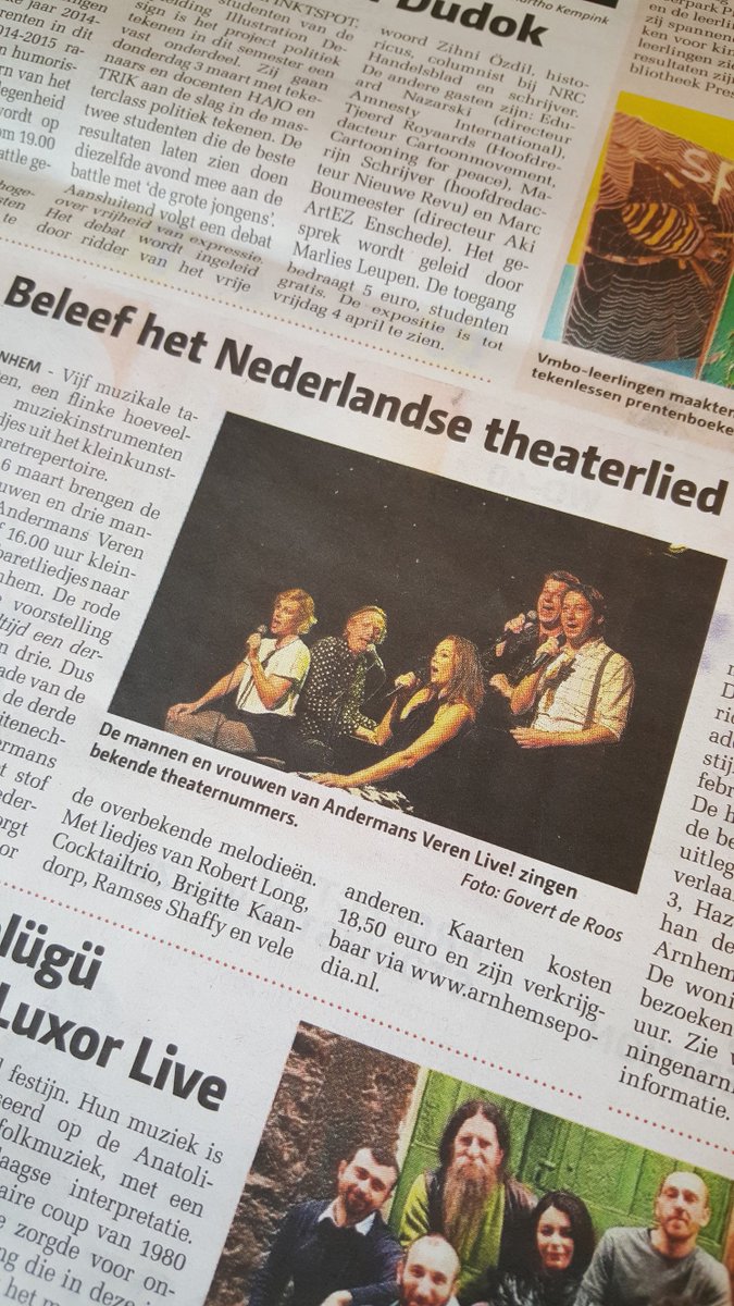 <a href="/andermansveren/">Andermans Veren Live</a> brengt een ode aan het Nederlands theaterlied met 'Er is altijd een derde'!  <a href="/arnhemsekoerier/">Arnhemse Koerier</a>