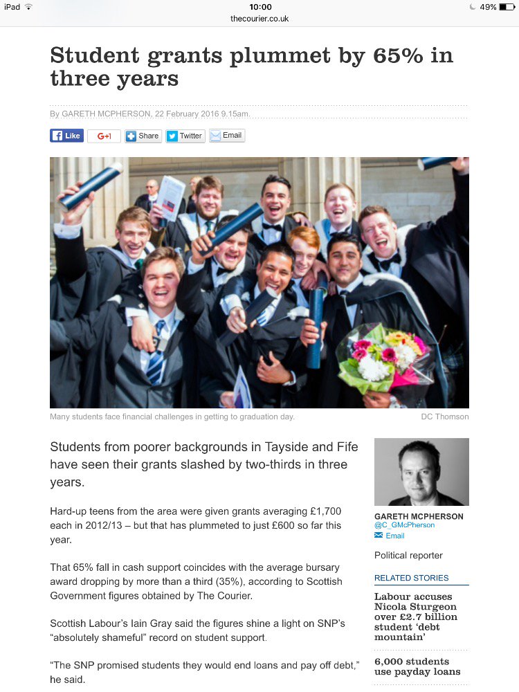 innesjam3's tweet photo. Tayside student grants plummet by 65% in 3 years https://t.co/aMAEktKvae. > poorer ones being hit. @courier_dundee https://t.co/cEMgnACoSl