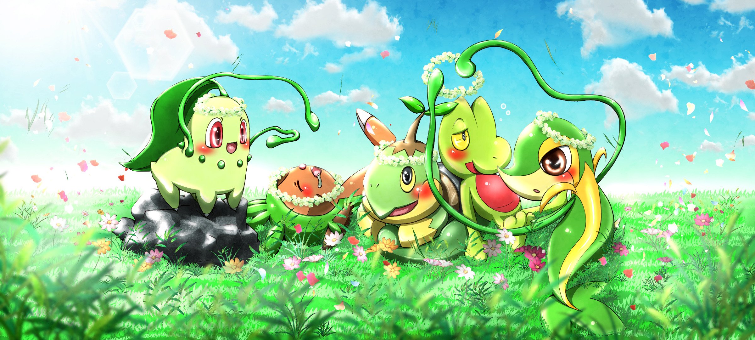 ポックル 任天堂系列の大人のゲーマー 生 P Ikiro Pkmn さん主催の ポケモンthを祝いつくす動画 くさタイプ T Co L3zpr38uxp にて初代を除くくさタイプ御三家のイラストを担当させていただきました 原寸大はpixivへどうぞ T Co