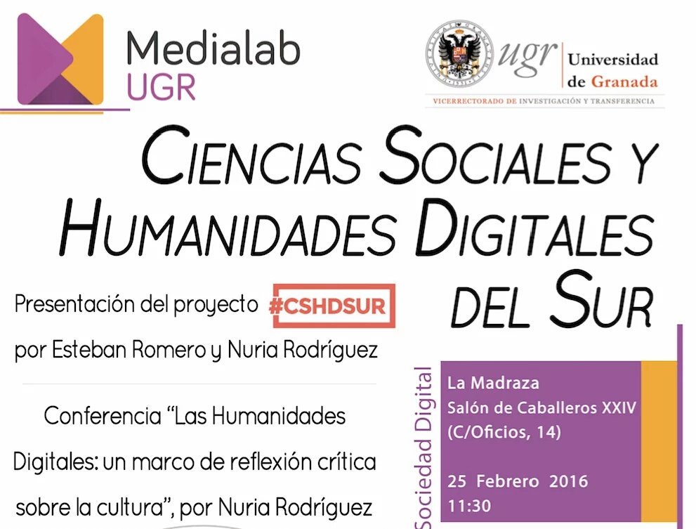 CanalUGR's tweet photo. Presentación Ciencias Sociales y Humanidades Digitales del Sur #CSHDsur  https://t.co/7NGn4jbBeJ cc/ @MediaLabUGR https://t.co/J8Hh3bR9zL
