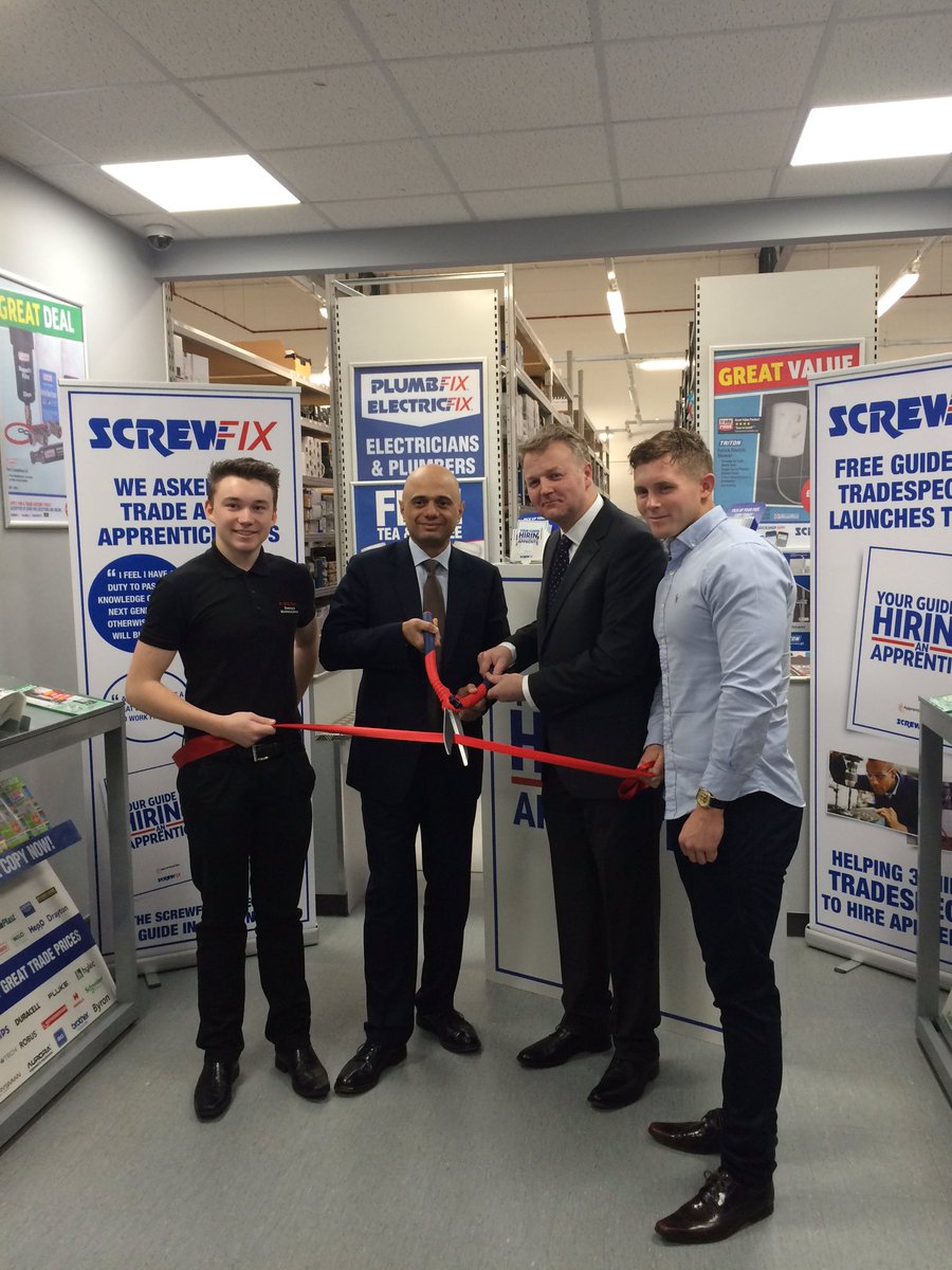 sajidjavid's tweet photo. Great to launch @Screwfix #apprenticeship guide for tradesmen and women. Thank you @Screwfix https://t.co/dqvXIQKeS5