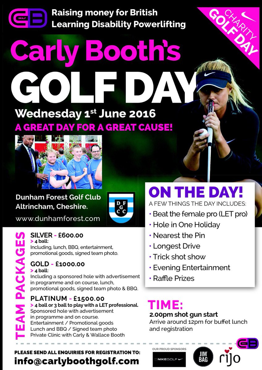 Please RT and get involved in a great day and cause for disability powerlifting sponsorship opportunities avail:) ⛳️