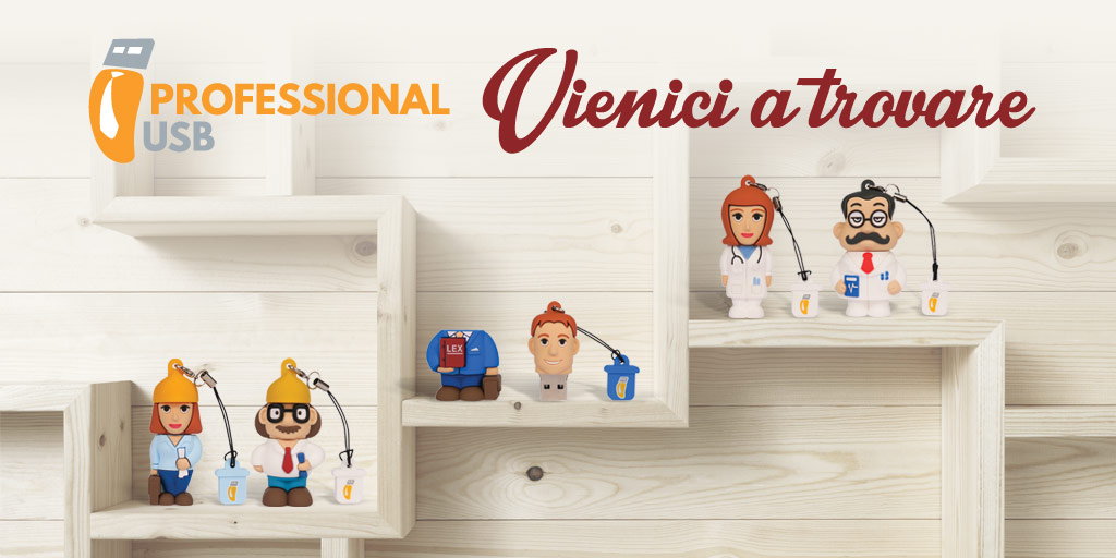 PromotionExpo's tweet photo. PromotionExpo presenta #ProfessionalUsb e la nuova collezione di chiavette raffiguranti i liberi professionisti :) https://t.co/SjNLa1nPbo
