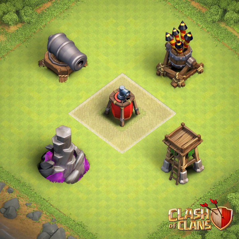 ClashofClans's tweet image. In what order would you upgrade these defenses?