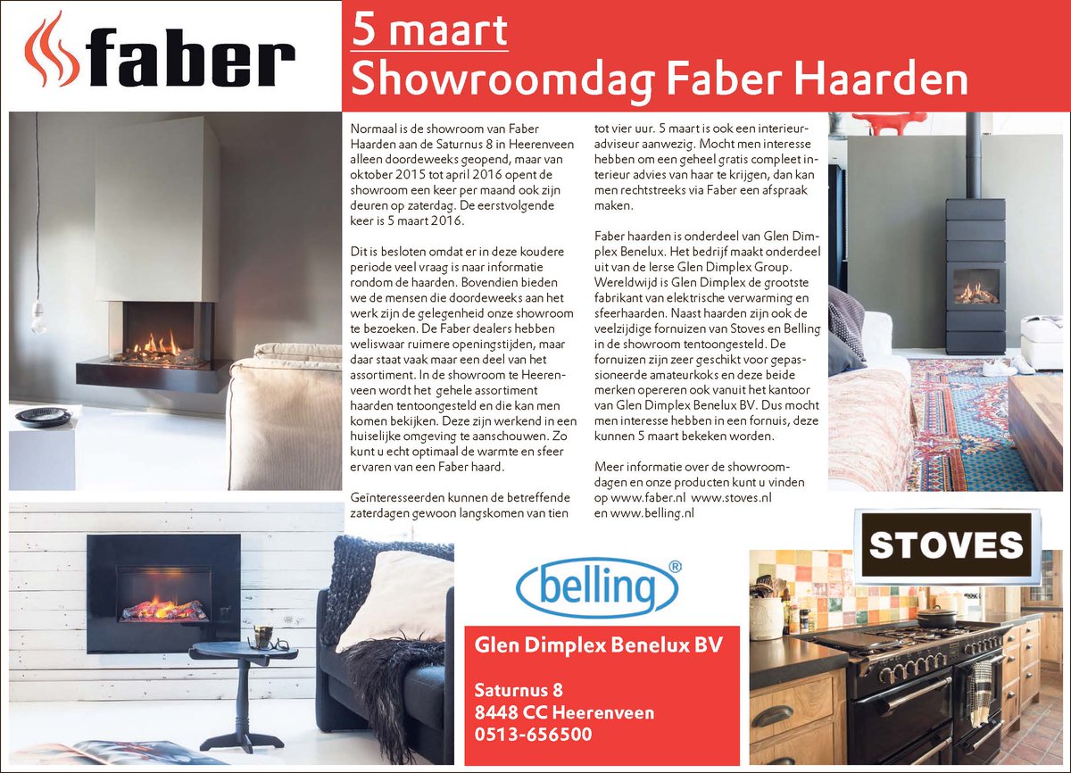 5 maart: showroomdag Faber Haarden. Zet u het in uw agenda?