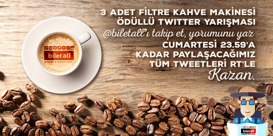 #Yarışma başladı <a href="/biletall/">Biletall Acente</a>'ı takip et, yorumunu ekle ve Cumartesi 23:59'a kadar tüm paylaşımları RT'le kazan #bilet