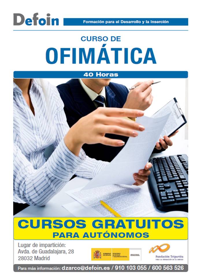 DefoinEspana's tweet photo. Cursos GRATIS #Autonomos Madrid info@defoin.es #PlazasLimitadas #Marzo2016 https://t.co/AYhfPbDmLE