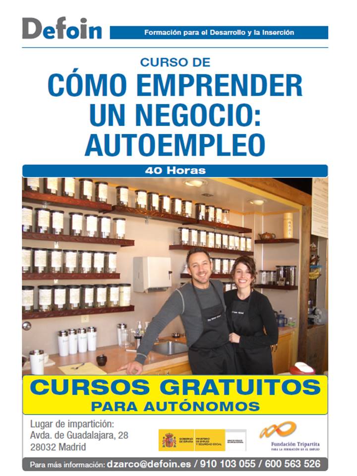 DefoinEspana's tweet photo. Cursos GRATIS #Autonomos Madrid info@defoin.es #PlazasLimitadas #Marzo2016 https://t.co/AYhfPbDmLE