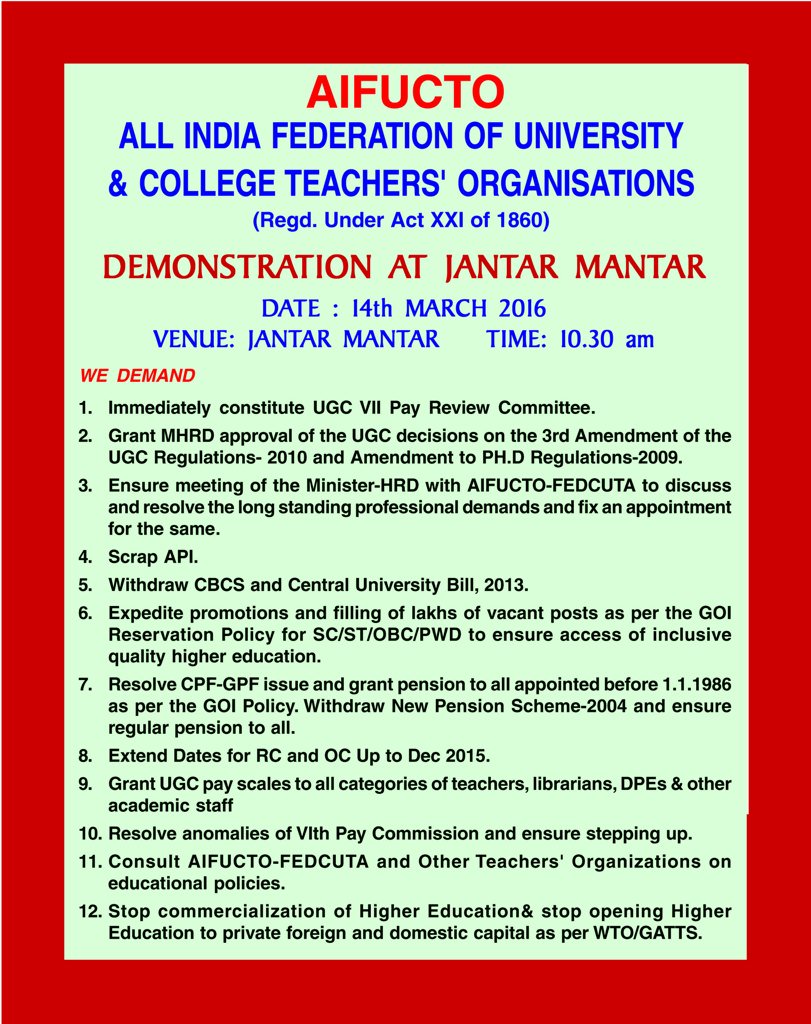 AIFUCTO's tweet photo. Demonstration in Delhi##on March 14 https://t.co/wVXYwkhTOv