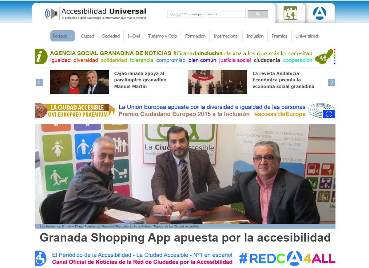 LaAccesibilidad's tweet photo. Portada del martes Periódico de la Accesibilidad: Canal Oficial #REDCA4ALL y #AgendaSocialGR https://t.co/pi7CSu3rqi https://t.co/GDBHIUk0cH