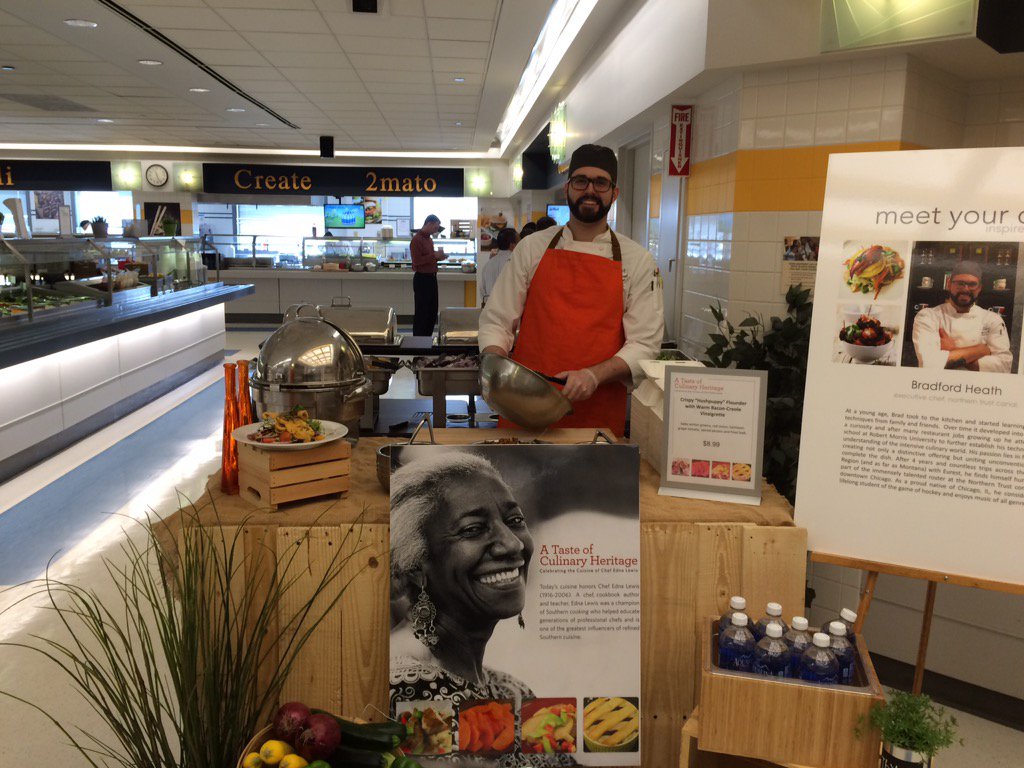 Meet the new Chef with an delicious Hushpuppy flounder salad with bacon vinaigrette #ChefBrad