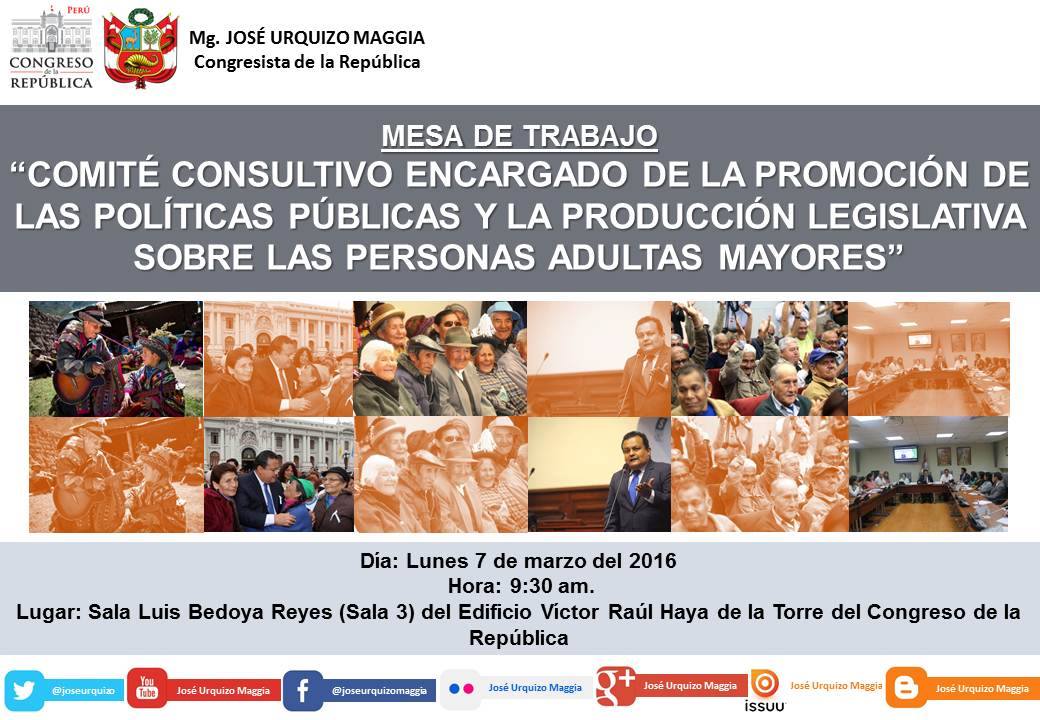 Mesa de Trabajo para el Comité Consultivo sobre las Personas Adultas Mayores goo.gl/smTbro