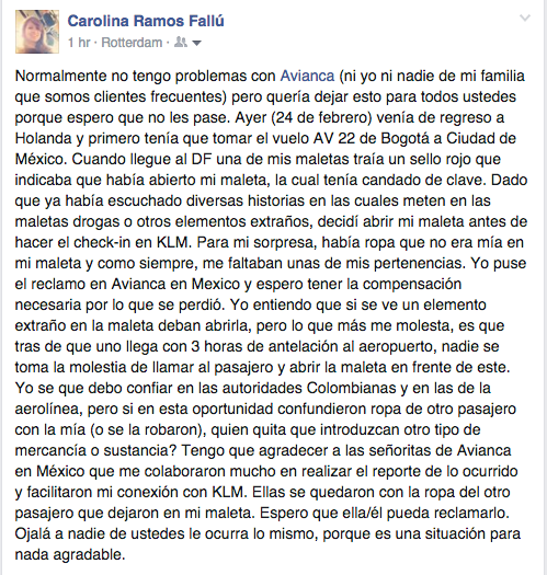 japoline86's tweet photo. Esto me pasó con ustedes @Avianca bien revisen las maletas en el @BOG_ELDORADO pero mal que se pierdan mis cosas! https://t.co/HVefZimJbD
