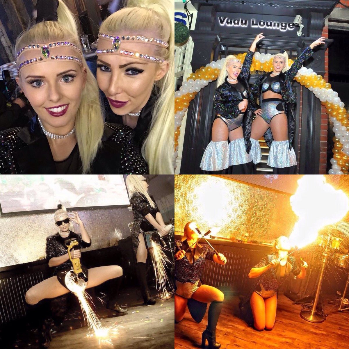 AbstractEnts's tweet image. Natalie &amp;amp; Roxy performing at Vudu lounge in York #york #dancers #perfomers #stilts #fire #abstractentertainment