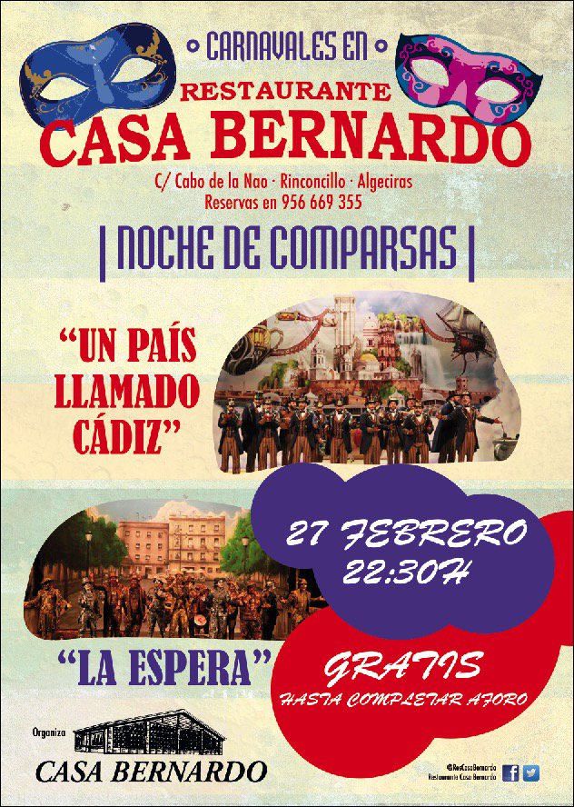 ResCasaBernardo's tweet photo. Este sábado desde las 22:30 horas tendremos en @ResCasaBernardo a @comparsapepito y @comparsadejose GRATIS!! https://t.co/QomIhkNBuH