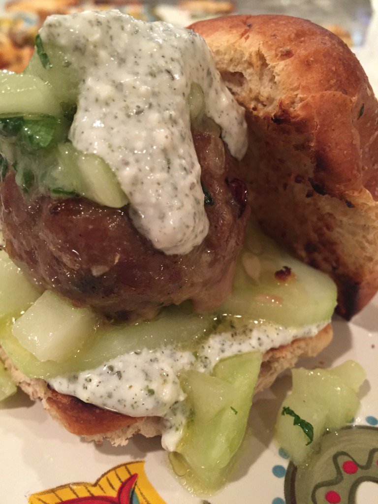 Our lamb meatball slider appetizers with Tzatziki <a href="/newlifecatering/">New Life Catering</a>