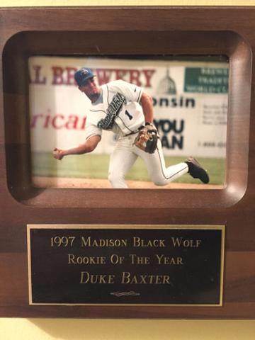 ZonedSports's tweet photo. .@dukebaxter winner of the 1997 #ROY in the Northern League w/ the Madison Black Wolf #TBT #Dukester #getzonedin https://t.co/DsIBWQf7Mw