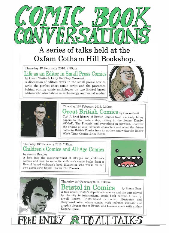 OxfamComicsBris's tweet photo. We're very excited about @simongurr's  talk about Bristol In Comics, the last of our #ComicBookConversations. 7.30pm https://t.co/MEcE9aI9Ym