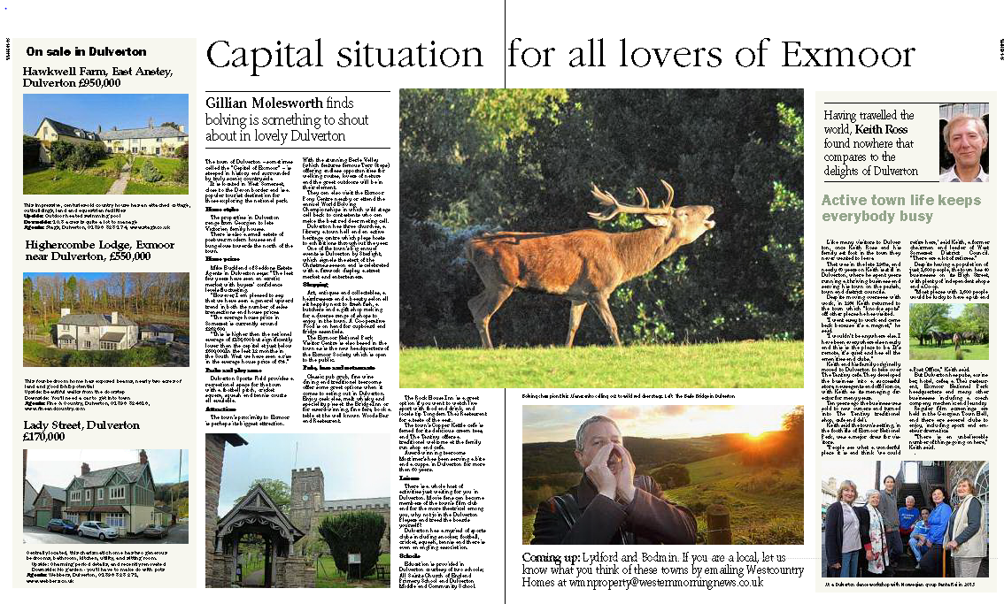 Great feature on #Dulverton coming up in Saturday's <a href="/WMNNews/">Western Morning News</a> <a href="/martinhesp/">Martin Hesp</a> #bolving #exmoor #property