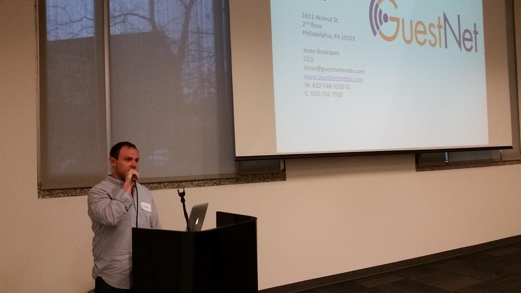 TechBreakfast's tweet photo. Jesse Bookspan #GuestNet, Inc. presenting at Wilmington, DE @TechBreakfast https://t.co/3GQmFEidfR