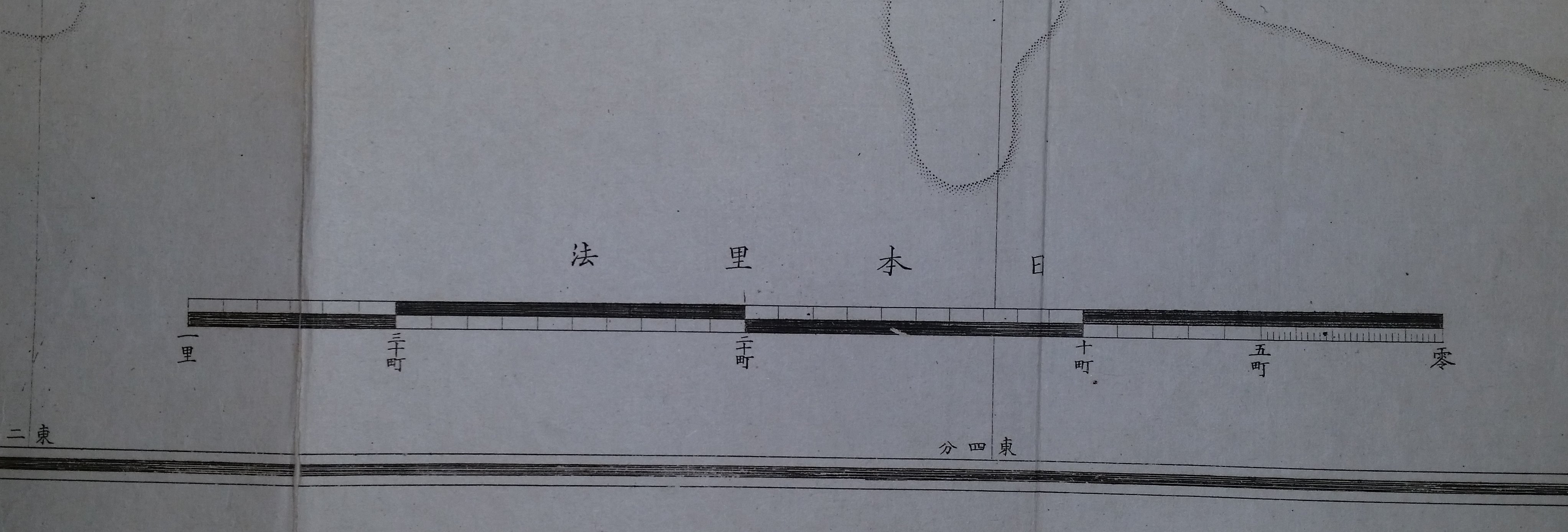 佐藤賢一の中の人 この地図の凡例部分と縮尺 縮尺はいまだ １里 36町で記載されている 地図の記号で面白いのが の 電信分局 電線の経路も点線で記されている 東京の街中に電信柱が立ち始めた頃の様子がこの地図からうかがえる T Co