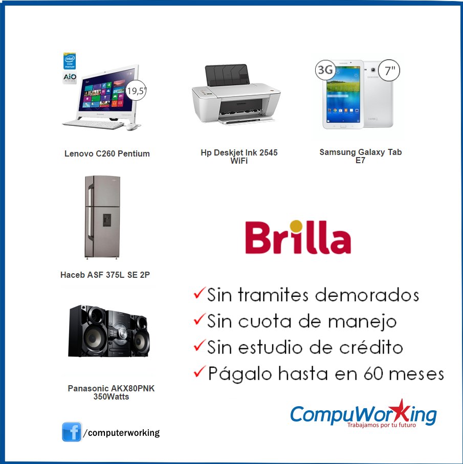 CompuWorkingSAS's tweet photo. Con el cupo #BrilladeSurtigas todo es mas fácil!!
#Brilla #Cupodisponible #Sinfiador #Tecnologia #Electrodomesticos https://t.co/tmf7JTZ1CK