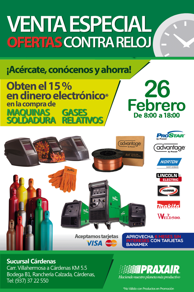 MMcomunicacion_'s tweet photo. Atención #Cárdenas:
Venta especial contra reloj.
Viernes 26 de febrero de 8 am a 6 pm.
#Praxair #MeGustaMM #Tabasco https://t.co/t4NTAlc6GZ