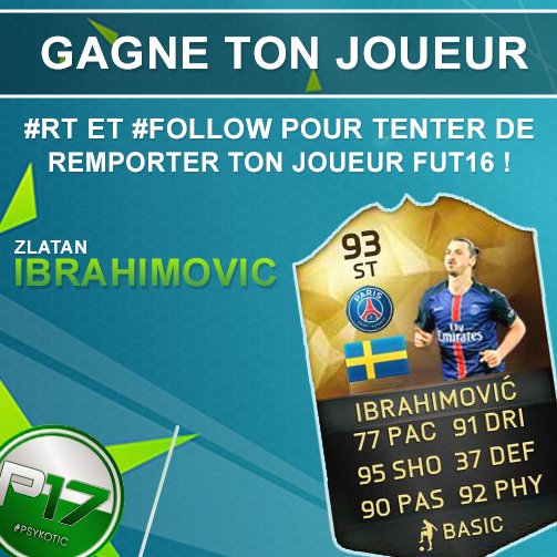 xXPsYkO17Xx's tweet image. BOOM LE GRAND ZLATAN A GAGNER !
#RT et #FOLLOW POUR PARTICIPER!
(tirage le 1er Mars, merci @EA_FIFA_France )