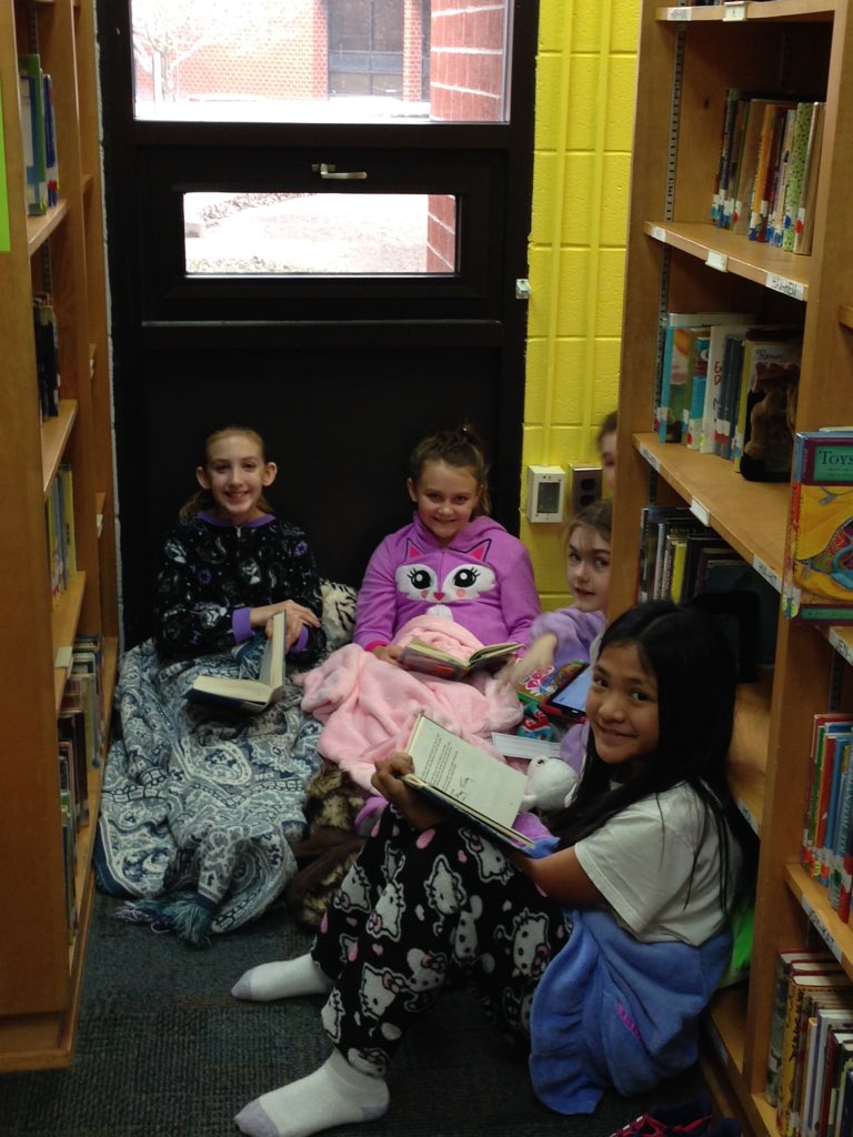 RoFoPaul's tweet photo. Pajama Day Read-A-Thon in the RoFo Library https://t.co/hzsB5fwRfO