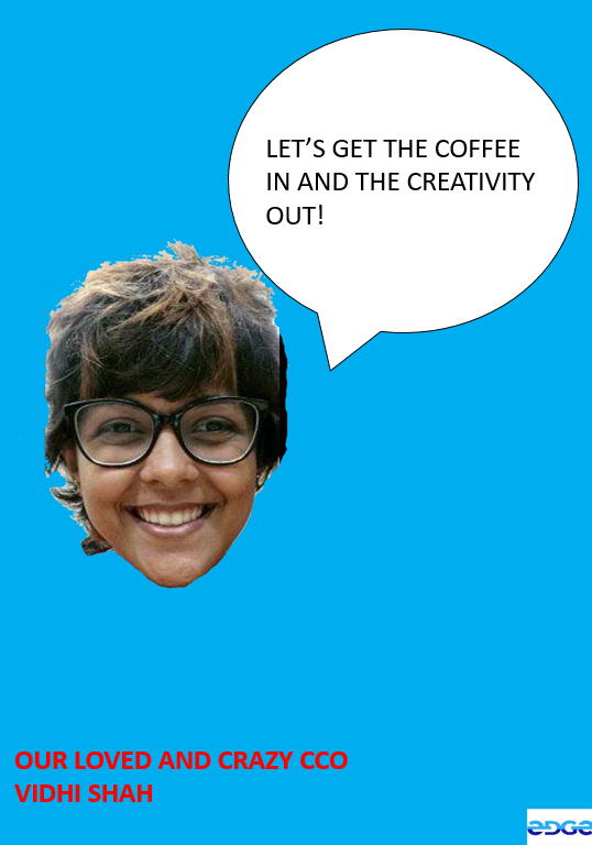 EdgeAdvt's tweet photo. #crazy person Vidhi Shah as our #chief #creative #officer! Money, work, ads et all! #advertising #startup #edge #ad https://t.co/PVdprND8b7
