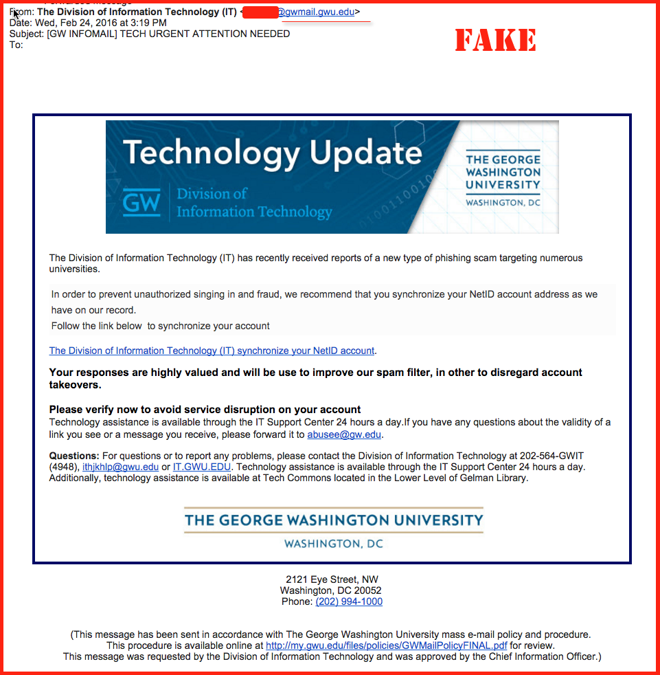 PhishesDotNet's tweet photo. @GWDivIT ONLINE PHISHING SCAM IS CURRENTLY CIRCULATING GW E-MAIL ADDRESSES.DO NOT REPLY TO IT,  OR CLICK ON THE LINK https://t.co/JdPaWtDqis