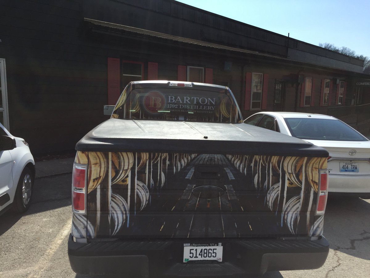 Juddusaimage's tweet photo. Forced perspective rickhouse vehicle wraps for Barton Distillery @USA_Image @Barton1792 https://t.co/6ssziqg1Gy