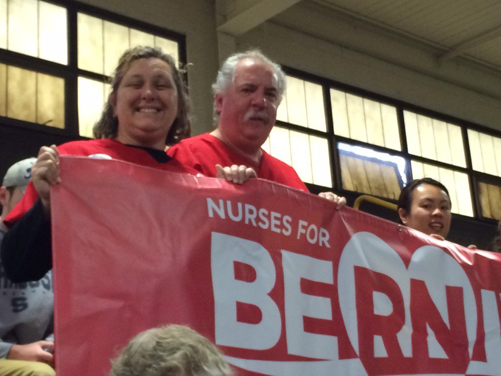 OhioNursesNNU's tweet photo. Ohio nurses #FeelTheBern! We need #Medicare4All #BernieInTheCLE https://t.co/o4leNM1ZIi