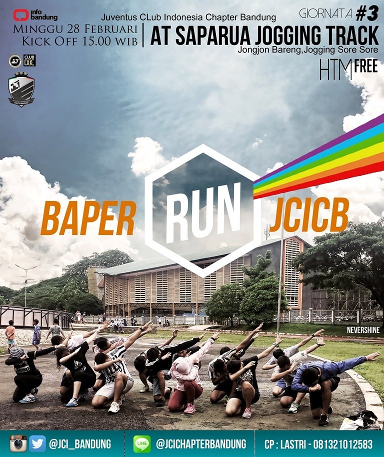 infobandung's tweet photo. RT @JCI_Bandung: #BaperRunJCICB | Minggu,28 Feb | KO 15.00 WIB | HTM Free | @ Saparua Jogging Track https://t.co/M5l4LkWCIs