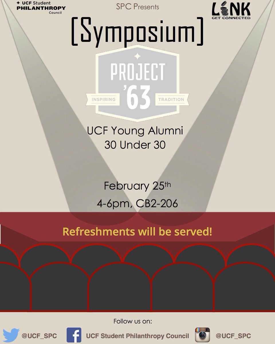 UCF_SPC's tweet photo. @UCF come see us from 10-2 by the #UCF Union and check out the Symposium at 4 in CB2 206 #Project63 #UCFGivesBack https://t.co/ApfPSv5K12