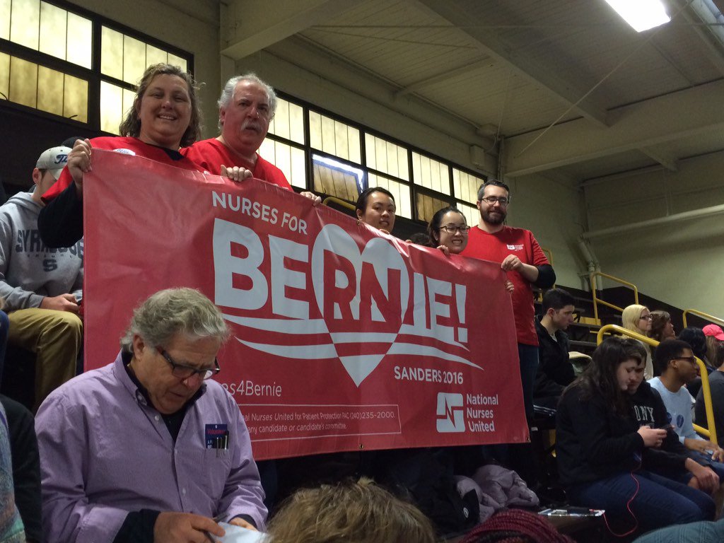 OhioNursesNNU's tweet photo. Ohio #nurses "Bernie is the one for us and our patients"! #BernieInTheCLE #Nurses4Bernie https://t.co/1gXrdrgcxZ