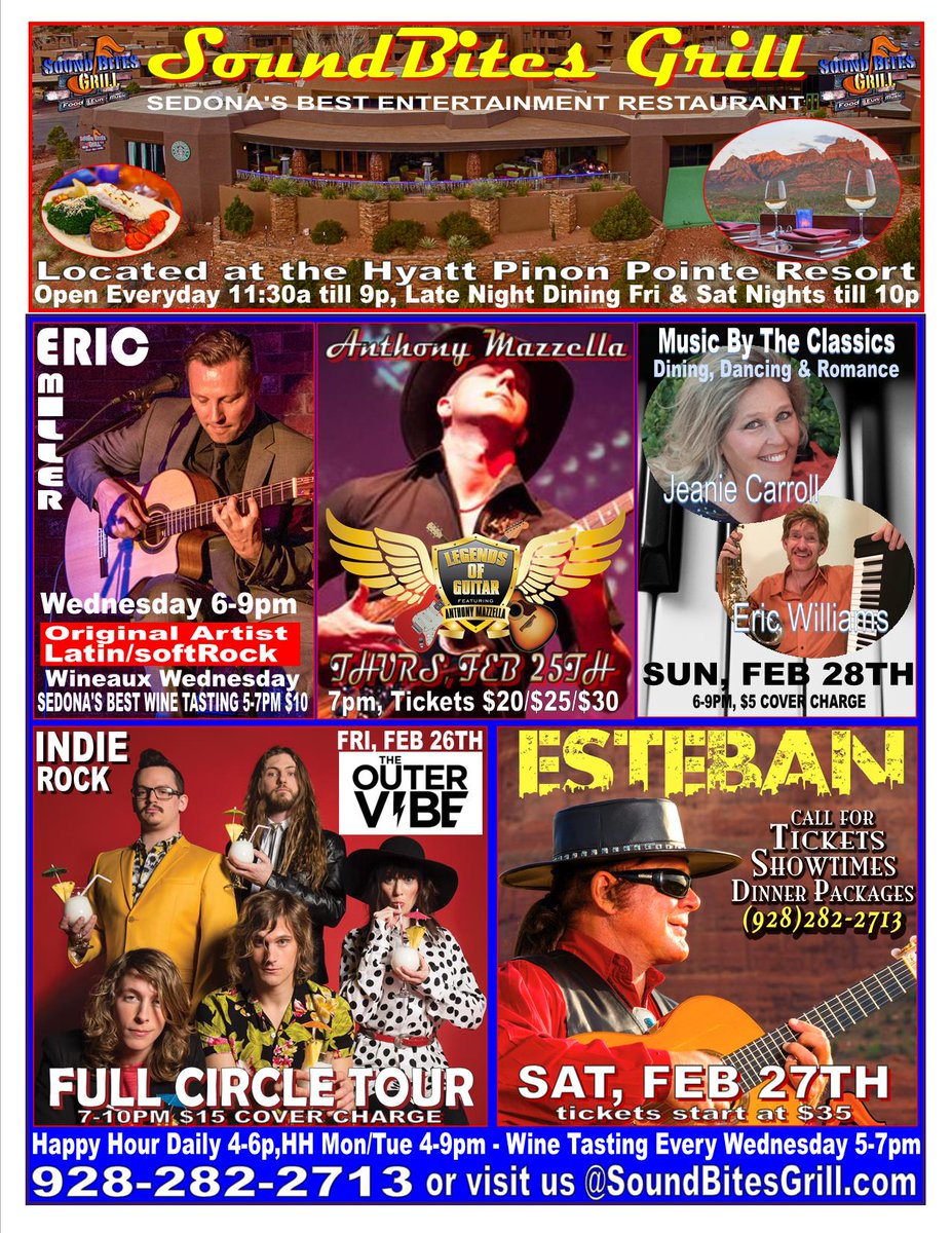 LiveAtSBG's tweet photo. Check out our #musicalmenu #sedona @SedonaFilmFest #foodies #anthonymazzella fans! Details 928-282-2713 https://t.co/9r0MIDDl9J
