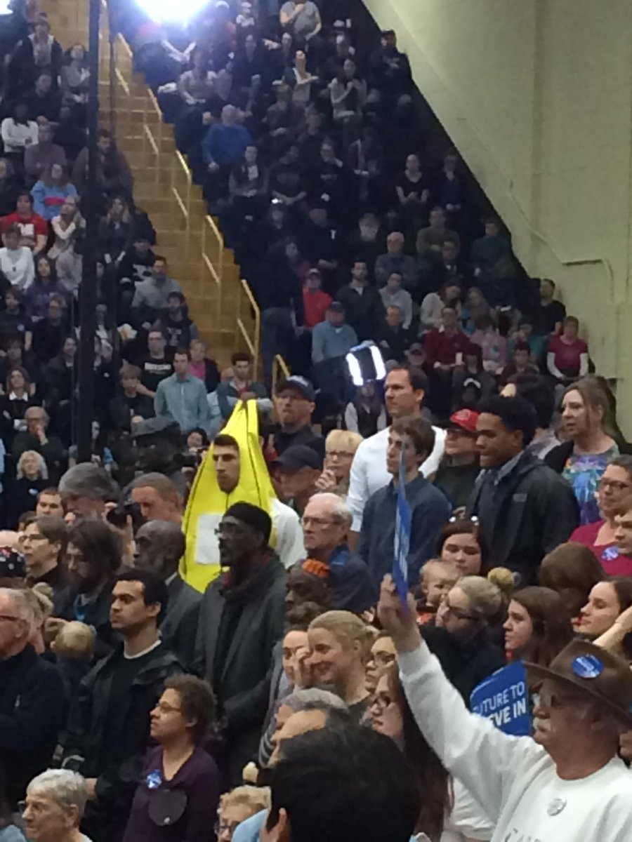 rnpowerohio's tweet photo. Yes, that guy is #bananas4bernie! But aren't we all! #bernieinthecle https://t.co/PnYbkVunIV