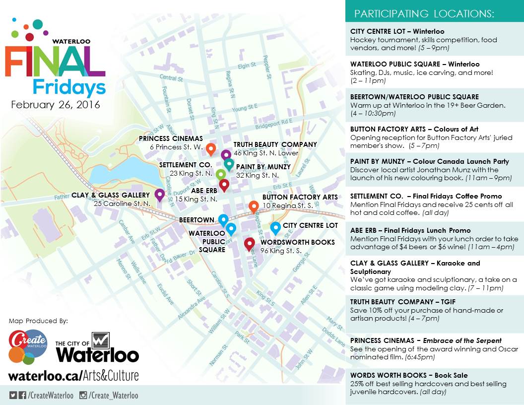 abe_erb's tweet photo. Take walkabout @UpTownWaterloo &amp;  check out these local business FEB 26th for #Finalfriday deals! https://t.co/AxjZTJZo1c