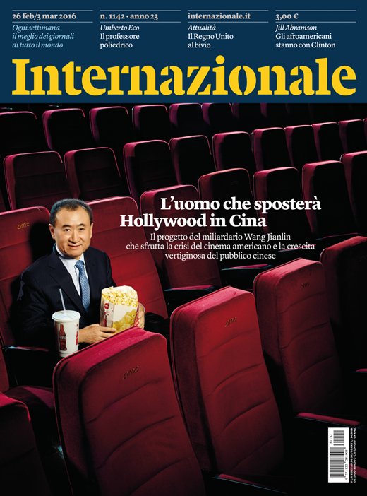 Internazionale's tweet photo. L’uomo che sposterà Hollywood in Cina. La nuova copertina di Internazionale. Il sommario: https://t.co/neO8Zpcyug https://t.co/g7j70WU6qd