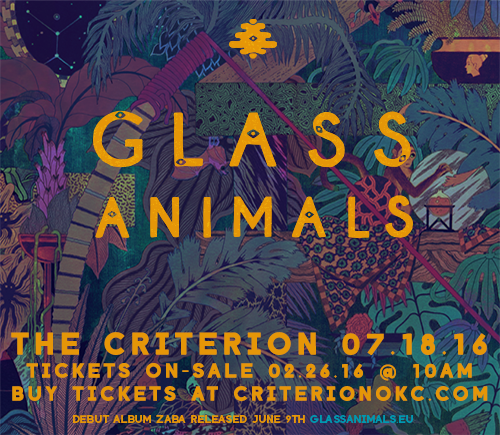 CriterionOKC's tweet photo. Presale happening NOW for @GlassAnimals  on July 18th! Grab your tix early at https://t.co/8w8Lc5SC3L code: OKCLIVE https://t.co/1frzj7ZCAy