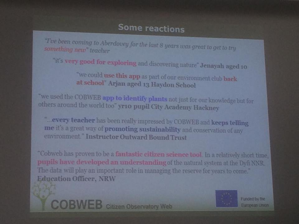 CobwebFP7's tweet image. Fantastic feedback from @OutwardBoundUK participants using #cobwebFP7. #CitizenScience #Education #Sustainability