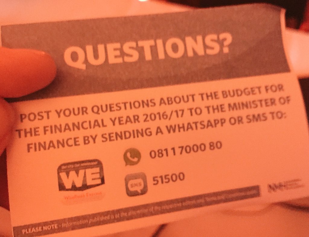 Have any questions for Minister Calle Schlettwein? Let him know tonight at the budget review event. #nambudget16
